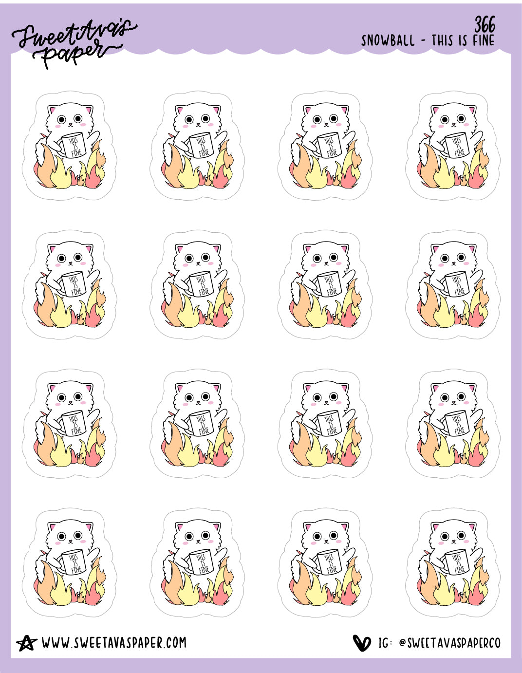 ICON SIZE - Mario Cat Planner Stickers - Snowball The Cat - [358