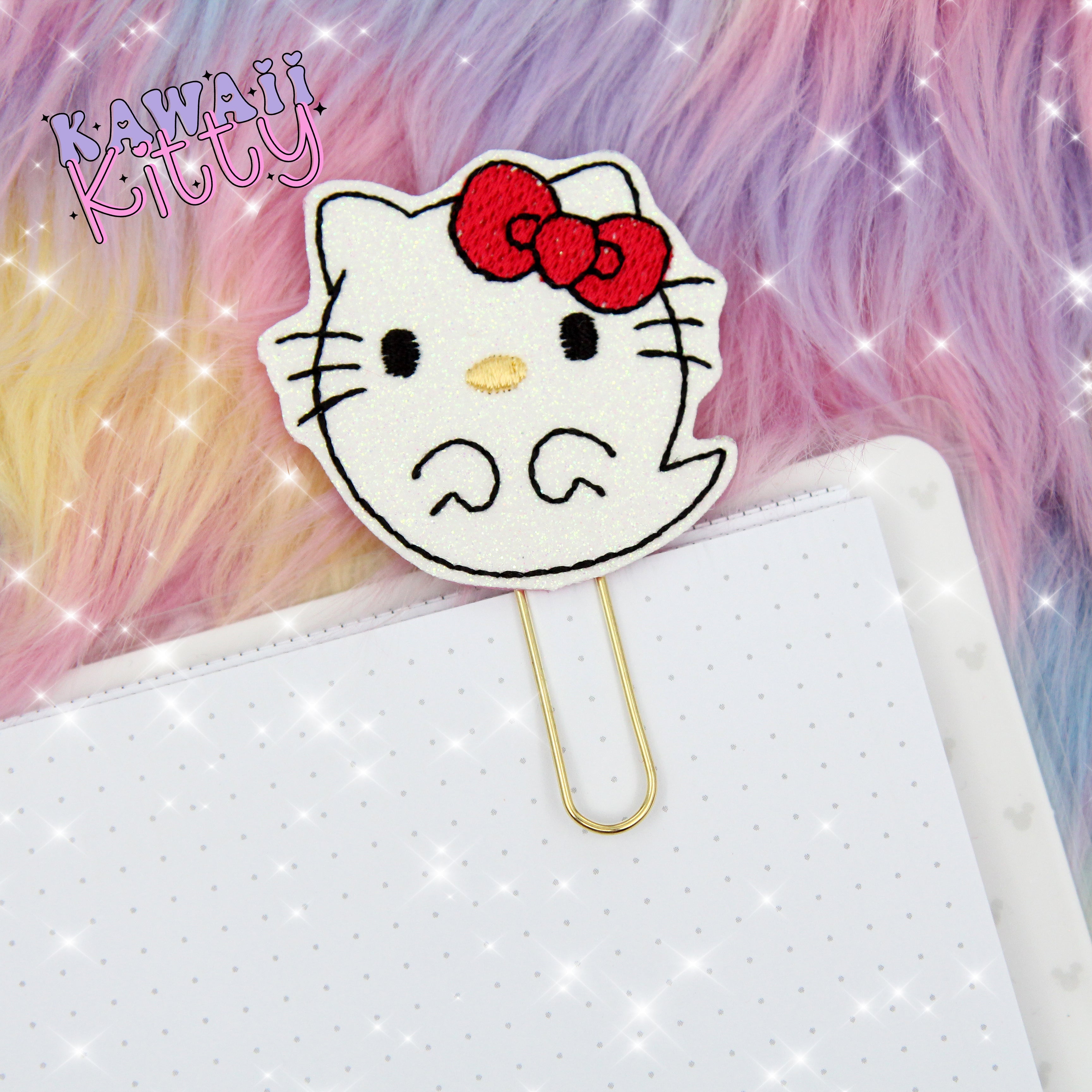 Pink Ghost Cat Planner Clip