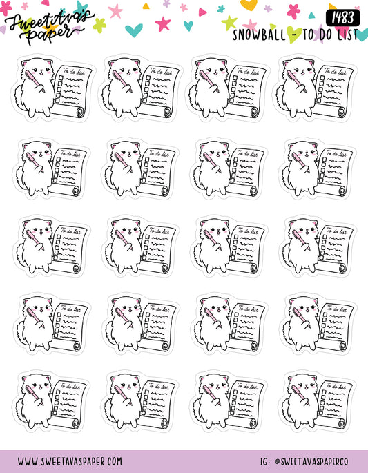 To Do List Planner Stickers - Snowball The Cat [1483]