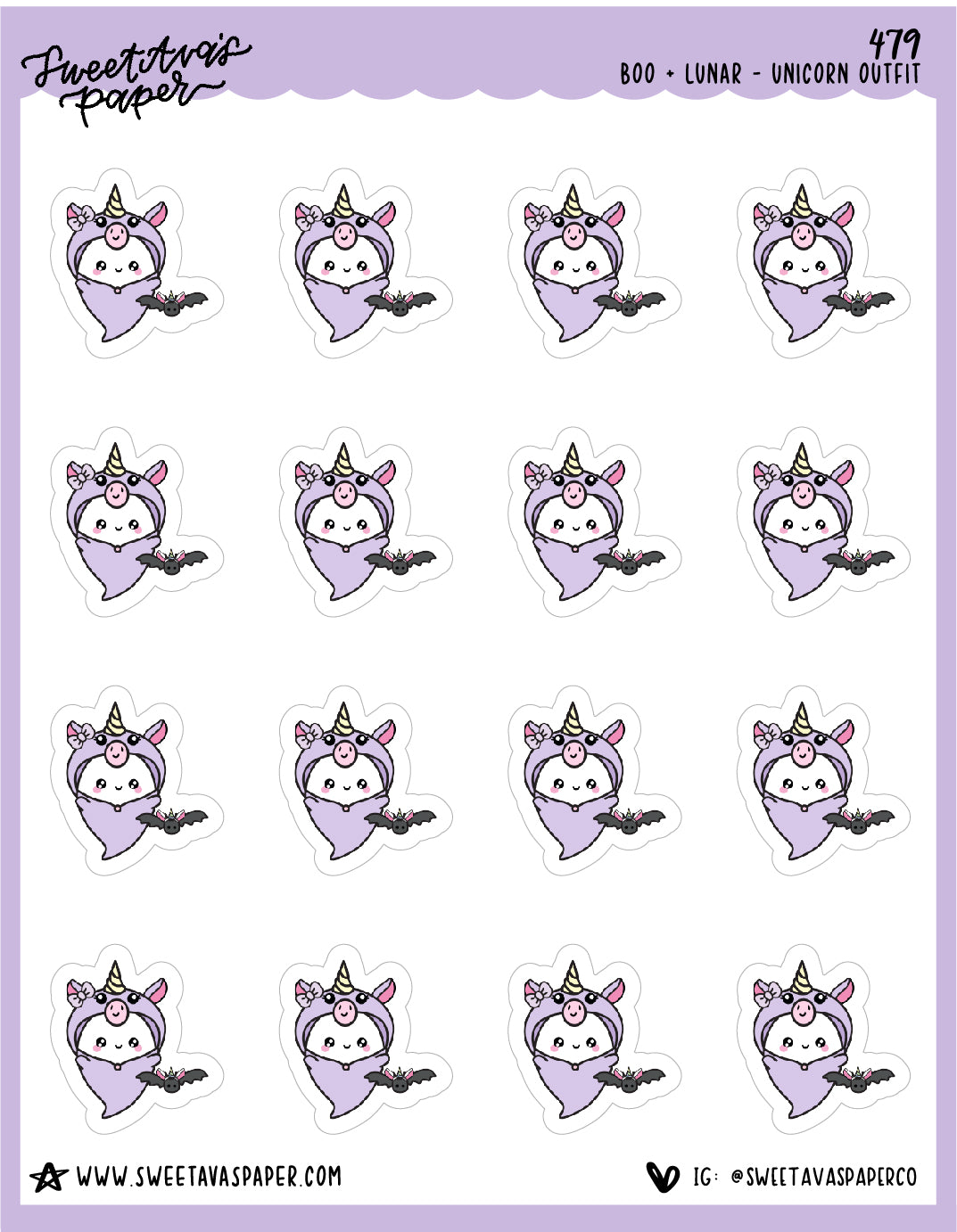 Unicorn Costume Planner Stickers - Boo and Lunar [479]