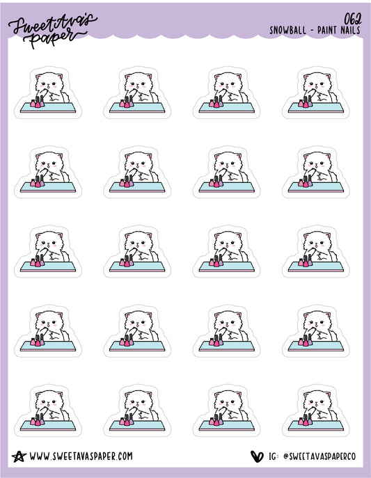 Nail Appointment Stickers - Snowball The Cat - [062]