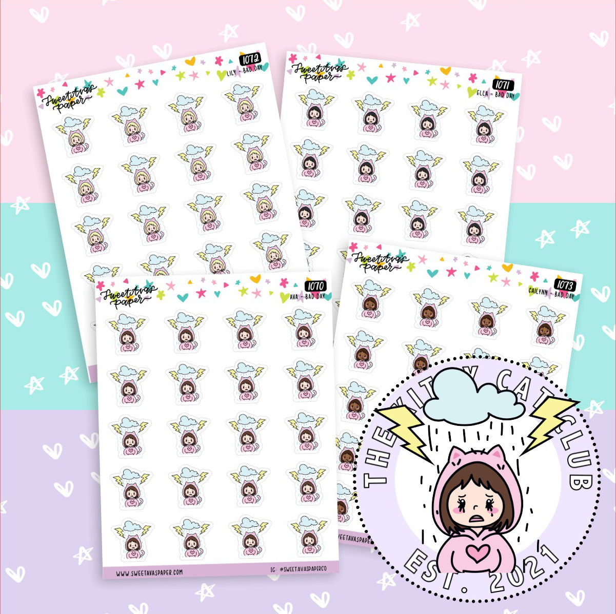 Bad Day Planner Stickers - The Kitty Cat Club – Sweet Ava’s Paper