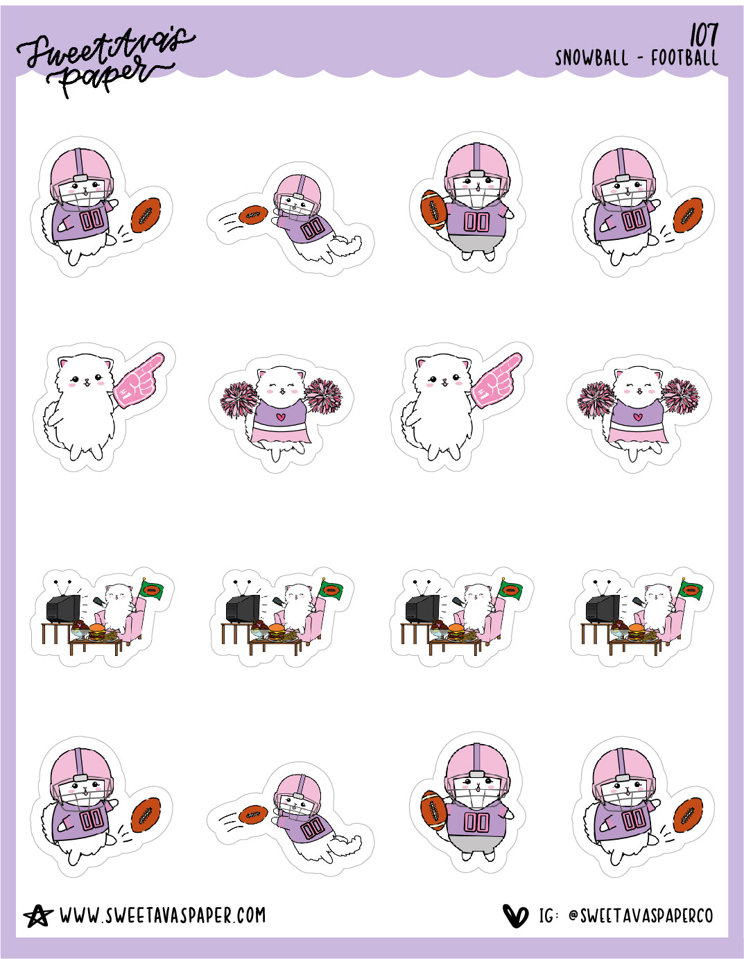 ICON SIZE - Football Stickers - Snowball The Cat - [107]