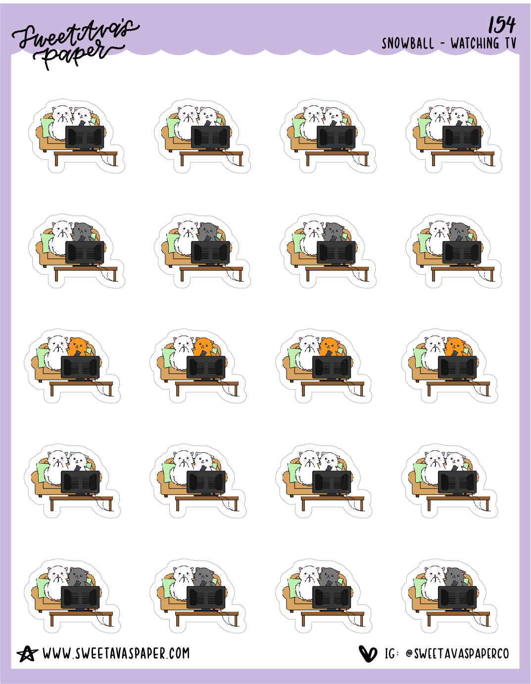 ICON SIZE - Watch TV Together Stickers - Snowball The Cat - [154]