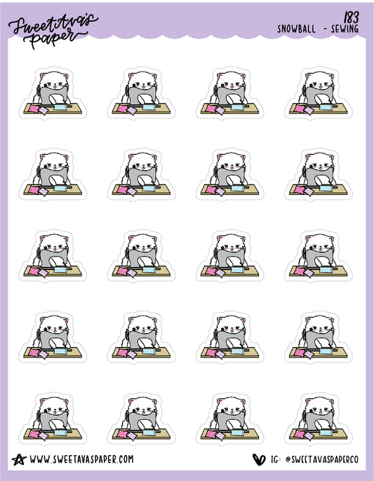 Sewing Machine Stickers - Snowball The Cat - [183]