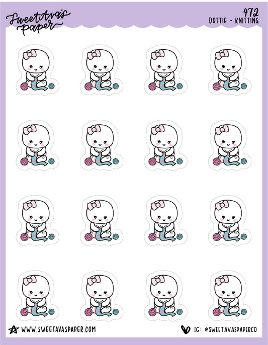 Knitting Planner Stickers - Dottie The Sugar Bug - [472]