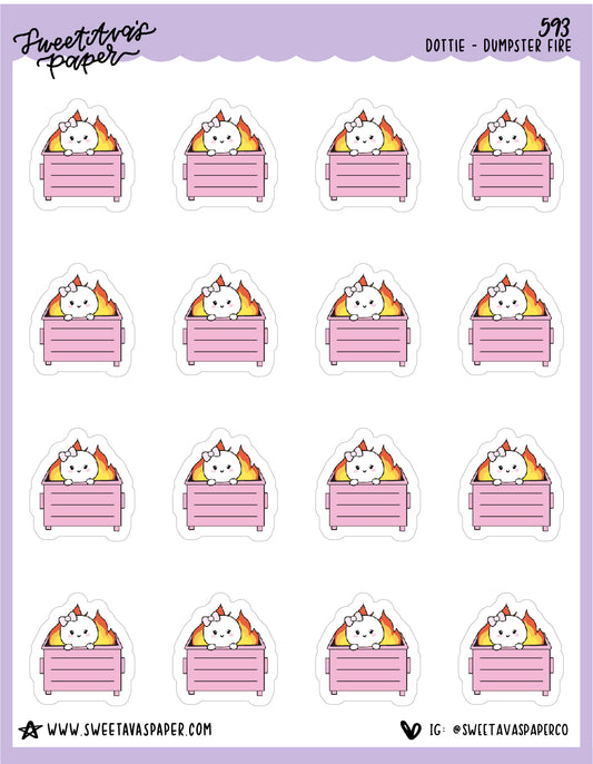 Dumpster Fire Planner Stickers - Dottie The Sugar Bug - [593]