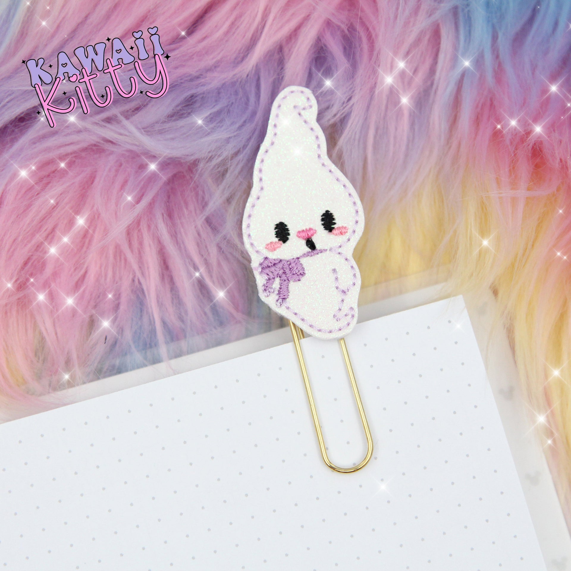 Pink Ghost Cat Planner Clip